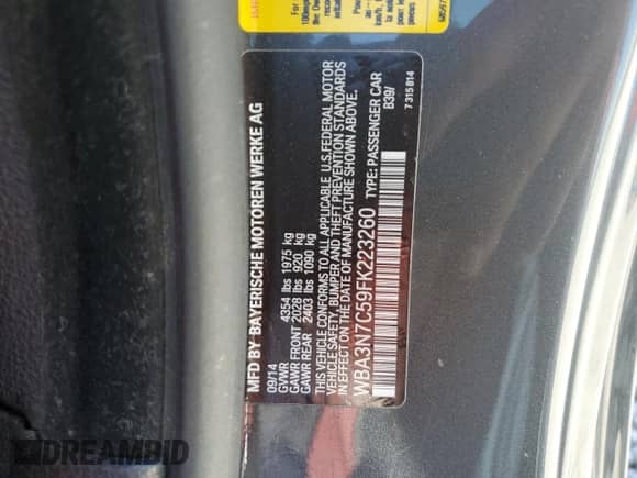 2015 BMW 4 Series 428i с VIN WBA3N7C59FK223260, выставлен на аукционе Copart как лот 60721995 с пробегом 69 133 миль миль и Списание • Salvage title. История ставок и продаж доступна на DreamBid. Изображение 12.