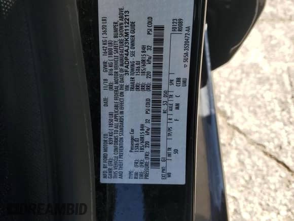 2019 Ford Fiesta S с VIN 3FADP4AJ3KM112213, выставлен на аукционе Copart как лот 70442555 с пробегом Не указан миль и Списание • Salvage title. История ставок и продаж доступна на DreamBid. Изображение 12.