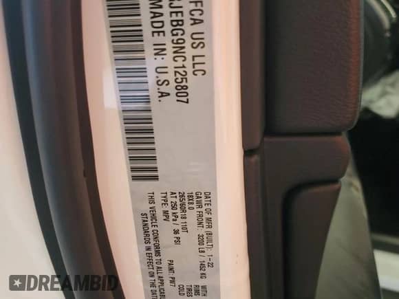 2022 Jeep Grand Cherokee Limited with VIN 1C4RJEBG9NC125807, listed as a Copart auction lot 79620634 with 67,406 mi miles and Salvage title. Bid and sale history available at DreamBid. Image 15.