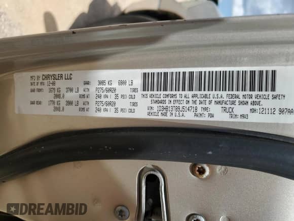 2009 Dodge 1500 SLT z VIN 1D3HB13T89J514718, wystawiony jako Copart lot #63907525 z przebiegiem 242 470 mil mil oraz Szkoda całkowita • Salvage title. Historia ofert i sprzedaży dostępna na DreamBid. Obrazek 12.