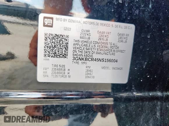 2022 Chevrolet Blazer LT with VIN 3GNKBCR45NS156004, listed as a Copart auction lot 81885995 with 57,720 mi miles and Salvage title. Bid and sale history available at DreamBid. Image 14.