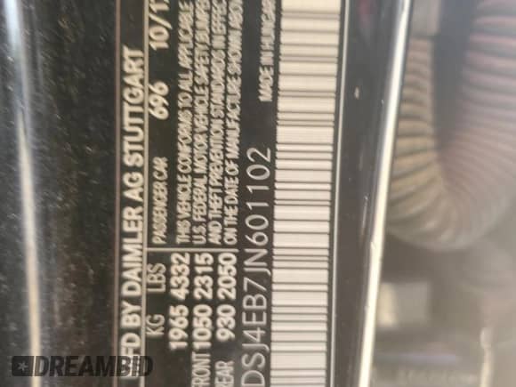 2018 Mercedes-Benz CLA 250 с VIN WDDSJ4EB7JN601102, выставлен на аукционе Copart как лот 62027355 с пробегом 105 331 миль миль и Списание • Salvage title. История ставок и продаж доступна на DreamBid. Изображение 12.