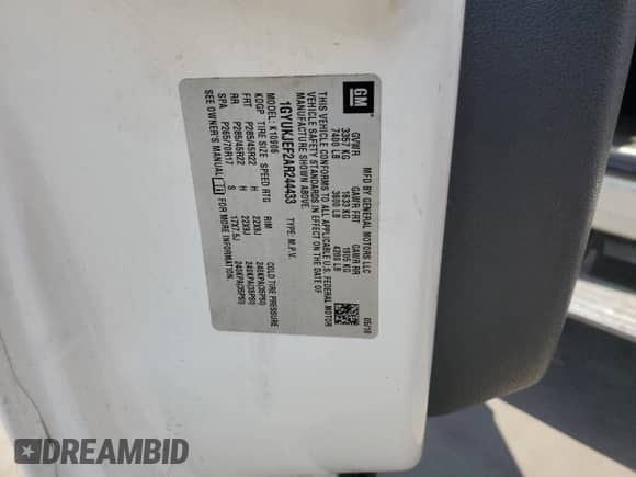 2010 Cadillac Escalade ESV Premium с VIN 1GYUKJEF2AR244433, выставлен на аукционе Copart как лот 57424535 с пробегом 133 861 миль миль и Списание • Salvage title. История ставок и продаж доступна на DreamBid. Изображение 12.