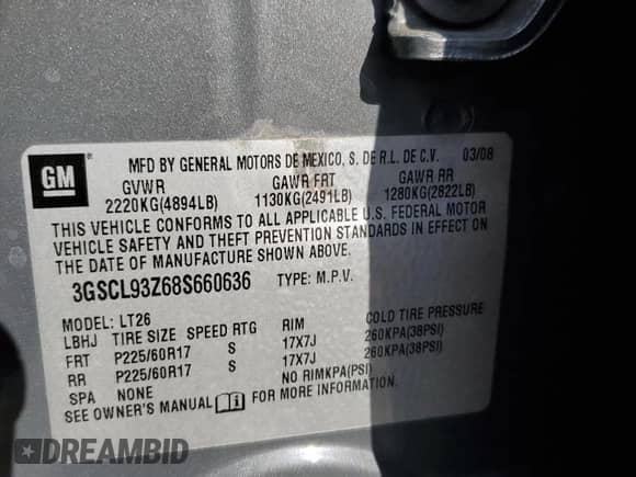 2008 Saturn VUE Green Line z VIN 3GSCL93Z68S660636, wystawiony jako Copart lot #50833715 z przebiegiem 130 275 mil mil oraz Szkoda całkowita • Salvage title. Historia ofert i sprzedaży dostępna na DreamBid. Obrazek 13.