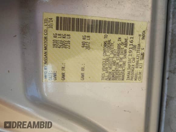 2015 Nissan Altima S z VIN 1N4AL3AP3FC191161, wystawiony jako IAAI lot #43221779 z przebiegiem 246 796 mil mil oraz . Historia ofert i sprzedaży dostępna na DreamBid. Obrazek 9.