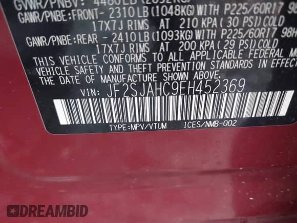 2014 Subaru Forester Limited z VIN JF2SJAHC9EH452369, wystawiony jako IAAI lot #43408275 z przebiegiem 142 629 mil mil oraz . Historia ofert i sprzedaży dostępna na DreamBid. Obrazek 9.