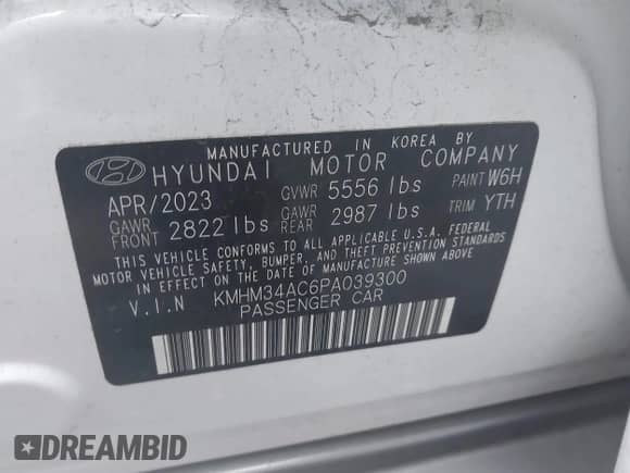 2023 Hyundai Ioniq 6 SEL с VIN KMHM34AC6PA039300, выставлен на аукционе IAAI как лот 43005333 с пробегом 22 813 миль миль и . История ставок и продаж доступна на DreamBid. Изображение 9.
