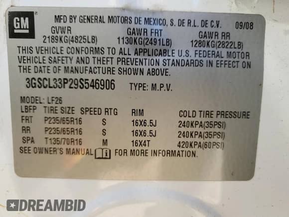 2009 Saturn VUE XE z VIN 3GSCL33P29S546906, wystawiony jako Copart lot #76417064 z przebiegiem 158 532 mil mil oraz Czysty tytuł • Clean title. Historia ofert i sprzedaży dostępna na DreamBid. Obrazek 12.