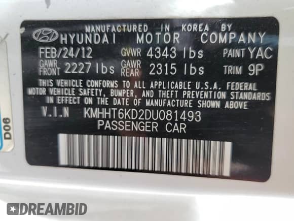 2013 Hyundai Genesis Coupe 2.0T с VIN KMHHT6KD2DU081493, выставлен на аукционе Copart как лот 66377844 с пробегом 95 242 миль миль и Списание • Salvage title. История ставок и продаж доступна на DreamBid. Изображение 12.