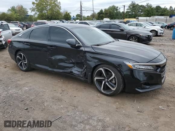2022 Honda Accord Sport with VIN 1HGCV1F34NA021846, listed as a Copart auction lot 81188895 with 37,617 mi miles and Salvage title. Bid and sale history available at DreamBid. Image 4.