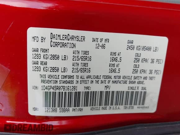 2007 Dodge Caravan SXT z VIN 1D4GP45R07B161281, wystawiony jako IAAI lot #42803666 z przebiegiem 85 962 mil mil oraz . Historia ofert i sprzedaży dostępna na DreamBid. Obrazek 9.