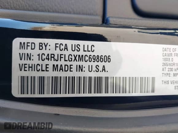 2021 Jeep Grand Cherokee Trailhawk с VIN 1C4RJFLGXMC698606, выставлен на аукционе IAAI как лот 41901479 с пробегом 50 086 миль миль и . История ставок и продаж доступна на DreamBid. Изображение 9.