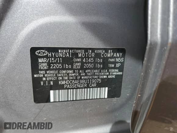 2011 Hyundai Elantra GLS z VIN KMHDC8AE9BU119075, wystawiony jako Copart lot #84589575 z przebiegiem 112 865 mil mil oraz Szkoda całkowita • Salvage title. Historia ofert i sprzedaży dostępna na DreamBid. Obrazek 12.