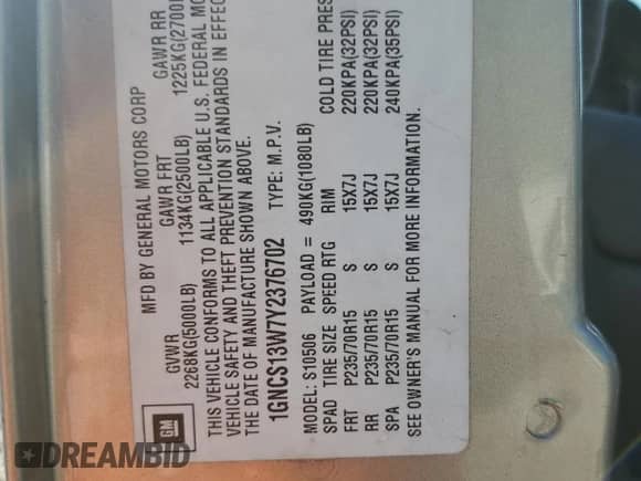 2000 Chevrolet Blazer LS z VIN 1GNCS13W7Y2376702, wystawiony jako Copart lot #52489605 z przebiegiem 137 692 mil mil oraz Szkoda całkowita • Salvage title. Historia ofert i sprzedaży dostępna na DreamBid. Obrazek 14.