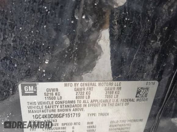 2016 Chevrolet Silverado 3500HD LTZ с VIN 1GC4K0C86GF151719, выставлен на аукционе Copart как лот 45356345 с пробегом 127 036 миль миль и Чистый • Clean title. История ставок и продаж доступна на DreamBid. Изображение 14.