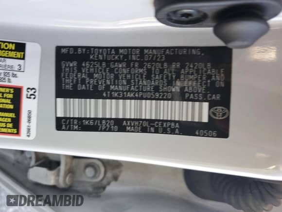 2023 Toyota Camry Hybrid XSE z VIN 4T1K31AK4PU059220, wystawiony jako Copart lot #71520905 z przebiegiem 45 489 mil mil oraz Szkoda całkowita • Salvage title. Historia ofert i sprzedaży dostępna na DreamBid. Obrazek 12.