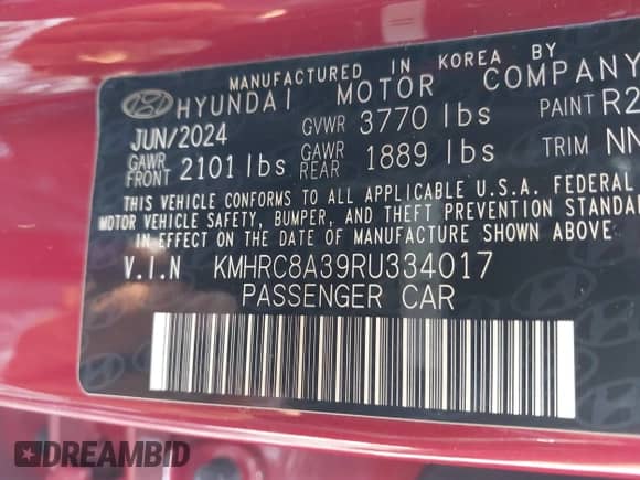 2024 Hyundai Venue Limited z VIN KMHRC8A39RU334017, wystawiony jako IAAI lot #41509537 z przebiegiem 6 510 mil mil oraz . Historia ofert i sprzedaży dostępna na DreamBid. Obrazek 9.