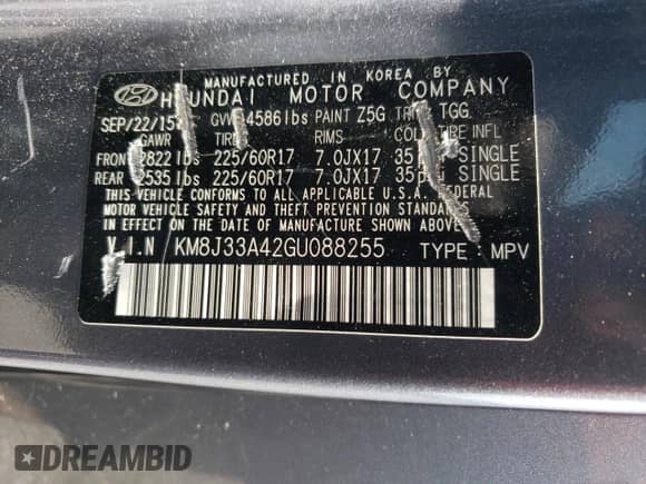 2016 Hyundai Tucson SE with VIN KM8J33A42GU088255, listed as a Copart auction lot 62346025 with 144,507 mi miles and Salvage title. Bid and sale history available at DreamBid. Image 13.