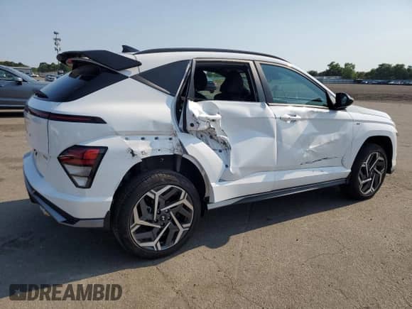 2025 Hyundai Kona N Line S with VIN KM8HBCA34SU221678, listed as a Copart auction lot 63374915 with 3,317 mi miles and Salvage title. Bid and sale history available at DreamBid. Image 3.