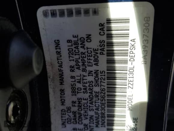 2006 Toyota Corolla LE с VIN 1NXBR30E56Z677215, выставлен на аукционе Copart как лот 84612635 с пробегом 192 484 миль миль и Списание • Salvage title. История ставок и продаж доступна на DreamBid. Изображение 12.