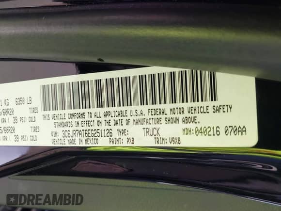 2014 Ram 1500 Express z VIN 3C6JR7AT6EG251126, wystawiony jako IAAI lot #42292741 z przebiegiem 79 528 mil mil oraz . Historia ofert i sprzedaży dostępna na DreamBid. Obrazek 9.