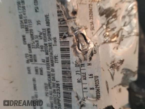 2023 Ford F-150 XL с VIN 1FTFW1ED5PFC23281, выставлен на аукционе Copart как лот 65727185 с пробегом Не указан миль и Списание • Salvage title. История ставок и продаж доступна на DreamBid. Изображение 12.