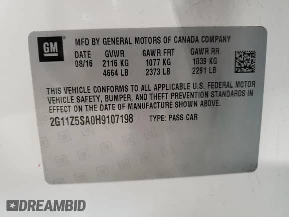 2017 Chevrolet Impala LS с VIN 2G11Z5SA0H9107198, выставлен на аукционе Copart как лот 80945715 с пробегом 192 919 миль миль и На запчасти • Non repairable. История ставок и продаж доступна на DreamBid. Изображение 12.