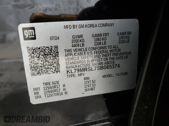 2025 Chevrolet TrailBlazer LT z VIN KL79MRSL7SB065374, wystawiony jako Copart lot #90125435 z przebiegiem Nie podano mil oraz Szkoda całkowita • Salvage title. Historia ofert i sprzedaży dostępna na DreamBid. Obrazek 13.