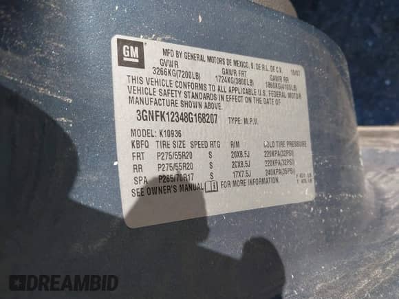 2008 Chevrolet Avalanche LTZ z VIN 3GNFK12348G168207, wystawiony jako IAAI lot #39784948 z przebiegiem Nie podano mil oraz . Historia ofert i sprzedaży dostępna na DreamBid. Obrazek 9.