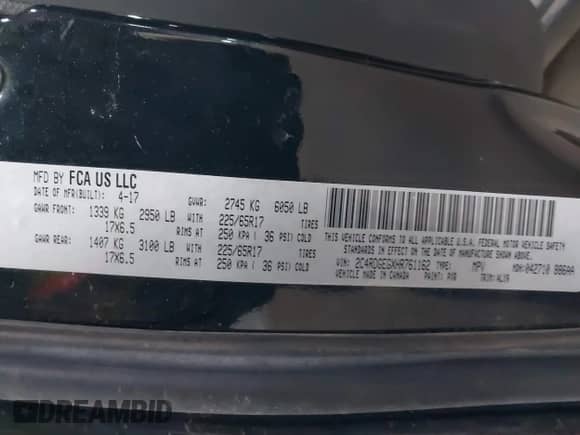 2017 Dodge Grand Caravan GT with VIN 2C4RDGEGXHR761162, listed as a IAAI auction lot 42163698 with 131,927 mi miles and . Bid and sale history available at DreamBid. Image 9.