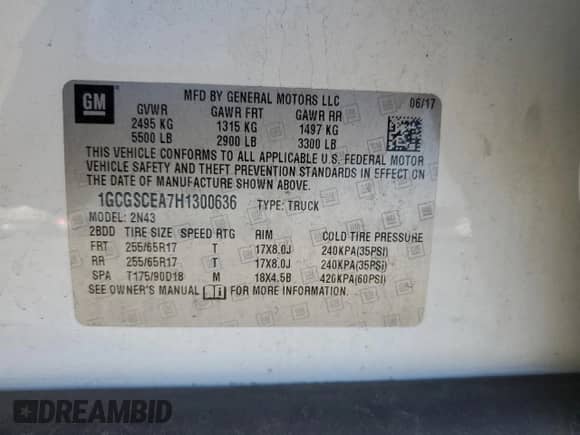 2017 Chevrolet Colorado 2WD LT with VIN 1GCGSCEA7H1300636, listed as a Copart auction lot 55420155 with 98,815 mi miles and Salvage title. Bid and sale history available at DreamBid. Image 13.