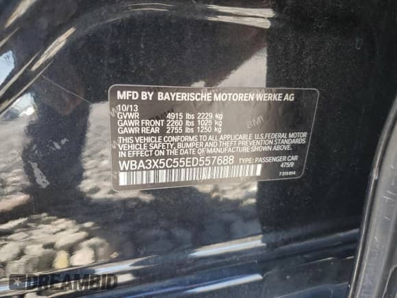 2014 BMW 3 Series 328i Gran Turismo xDrive с VIN WBA3X5C55ED557688, выставлен на аукционе Copart как лот 86771575 с пробегом 143 477 миль миль и Списание • Salvage title. История ставок и продаж доступна на DreamBid. Изображение 12.