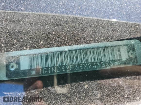 2005 Chevrolet Malibu Classic с VIN 1G1ND52F35M243383, выставлен на аукционе Copart как лот 87051265 с пробегом 166 789 миль миль и Списание • Salvage title. История ставок и продаж доступна на DreamBid. Изображение 13.