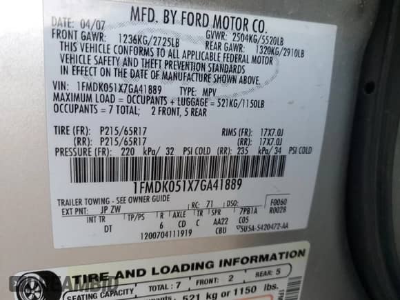 2007 Ford Freestyle SEL с VIN 1FMDK051X7GA41889, выставлен на аукционе Copart как лот 80549464 с пробегом 131 361 миль миль и Списание • Salvage title. История ставок и продаж доступна на DreamBid. Изображение 15.