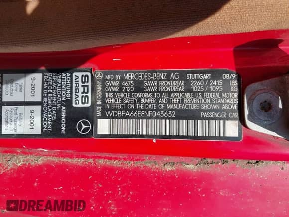 1992 Mercedes-Benz 500 z VIN WDBFA66E8NF043632, wystawiony jako IAAI lot #42049992 z przebiegiem 101 690 mil mil oraz . Historia ofert i sprzedaży dostępna na DreamBid. Obrazek 9.