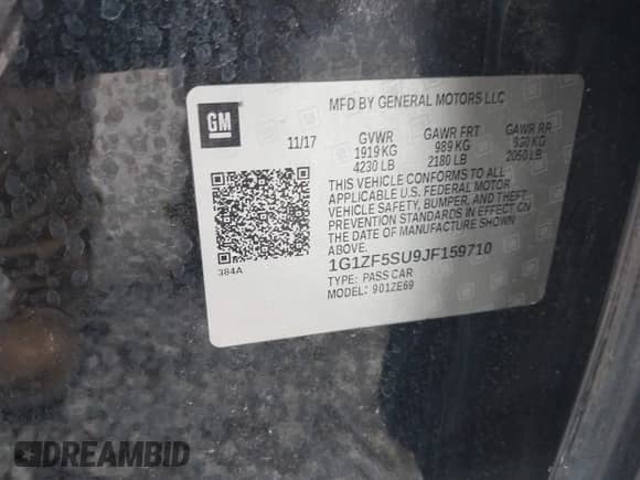 2018 Chevrolet Malibu Hybrid с VIN 1G1ZF5SU9JF159710, выставлен на аукционе IAAI как лот 42373531 с пробегом 162 900 миль миль и . История ставок и продаж доступна на DreamBid. Изображение 9.