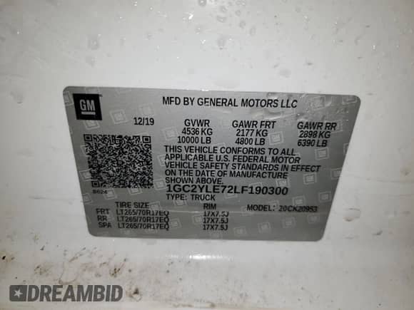 2020 Chevrolet Silverado 2500HD Work Truck with VIN 1GC2YLE72LF190300, listed as a Copart auction lot 77451264 with 131,711 mi miles and Clean title. Bid and sale history available at DreamBid. Image 12.