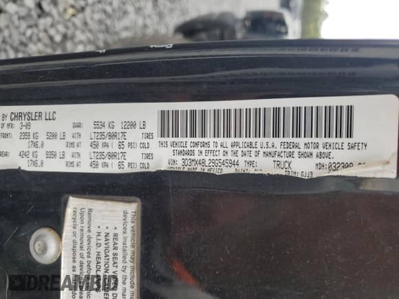 2009 Dodge RAM with VIN 3D3MX48L29G545944, listed as a Copart auction lot 80945355 with 110,299 mi miles and Salvage title. Bid and sale history available at DreamBid. Image 12.