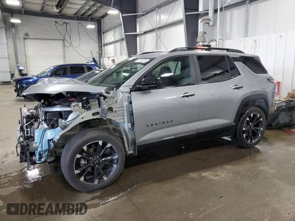 2025 Chevrolet Equinox AWD RS z VIN 3GNAXTEG1SL116814, wystawiony jako Copart lot #70543315 z przebiegiem 18 484 mil mil oraz Szkoda całkowita • Salvage title. Historia ofert i sprzedaży dostępna na DreamBid. Obrazek 1.