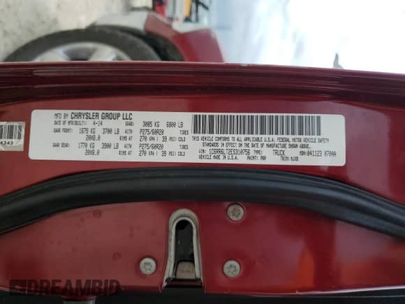 2014 Ram 1500 Big Horn с VIN 1C6RR6LT2ES310756, выставлен на аукционе Copart как лот 55275235 с пробегом 228 171 миль миль и Списание • Salvage title. История ставок и продаж доступна на DreamBid. Изображение 12.