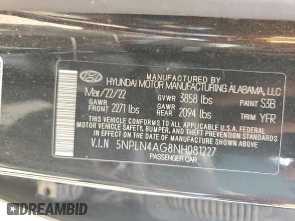 2022 Hyundai Elantra SEL с VIN 5NPLN4AG8NH081227, выставлен на аукционе Copart как лот 71594625 с пробегом 40 115 миль миль и Списание • Salvage title. История ставок и продаж доступна на DreamBid. Изображение 12.