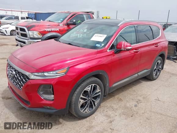 2020 Hyundai Santa Fe Limited with VIN 5NMS53AA4LH234665, listed as a IAAI auction lot 42524827 with 47,185 mi miles and . Bid and sale history available at DreamBid. Image 2.