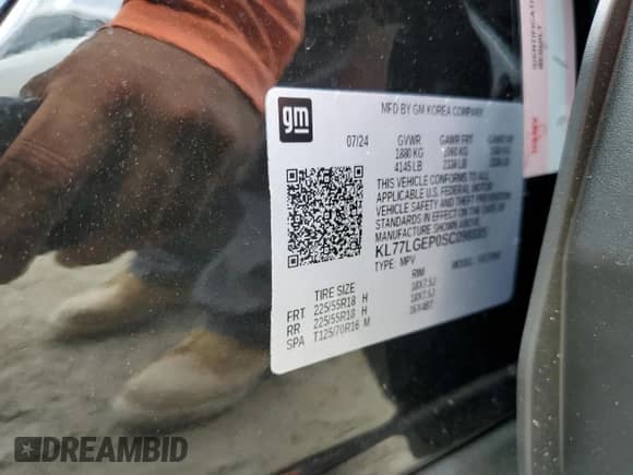 2025 Chevrolet Trax 1RS с VIN KL77LGEP0SC098885, выставлен на аукционе Copart как лот 80274315 с пробегом 3 573 миль миль и На запчасти • Non repairable. История ставок и продаж доступна на DreamBid. Изображение 13.