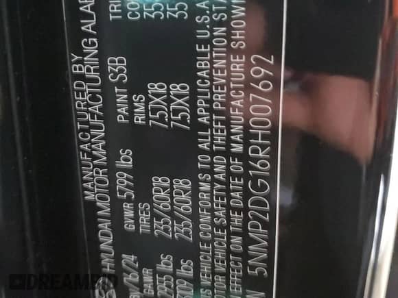 2024 Hyundai Santa Fe SEL с VIN 5NMP2DG16RH007692, выставлен на аукционе Copart как лот 70717694 с пробегом 2 611 миль миль и Списание • Salvage title. История ставок и продаж доступна на DreamBid. Изображение 14.