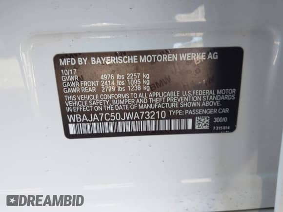 2018 BMW 5 Series 530i xDrive с VIN WBAJA7C50JWA73210, выставлен на аукционе IAAI как лот 43209280 с пробегом 108 210 миль миль и . История ставок и продаж доступна на DreamBid. Изображение 9.