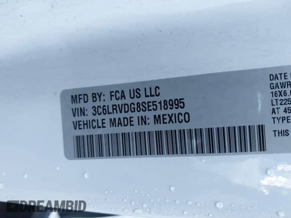 2025 Ram ProMaster Cargo Tradesman z VIN 3C6LRVDG8SE518995, wystawiony jako IAAI lot #41578957 z przebiegiem 3 246 mil mil oraz . Historia ofert i sprzedaży dostępna na DreamBid. Obrazek 9.