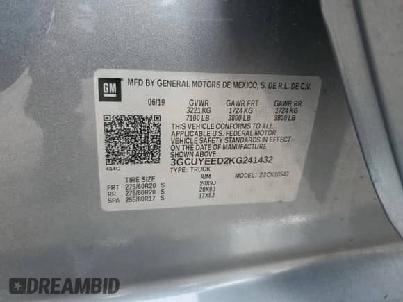 2019 Chevrolet Silverado 1500 RST с VIN 3GCUYEED2KG241432, выставлен на аукционе Copart как лот 85945375 с пробегом 101 870 миль миль и Списание • Salvage title. История ставок и продаж доступна на DreamBid. Изображение 13.