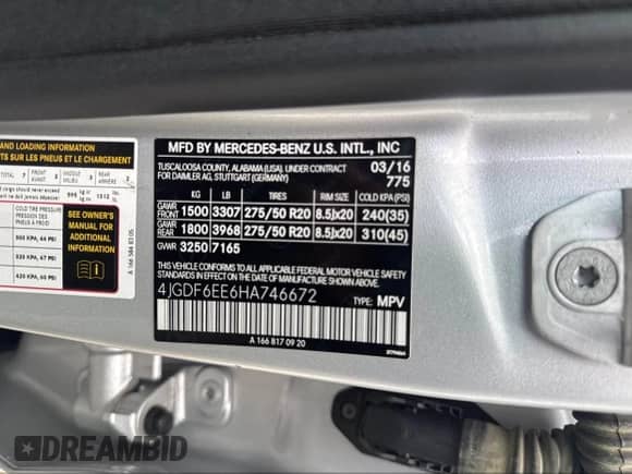 2017 Mercedes-Benz GLS 450 с VIN 4JGDF6EE6HA746672, выставлен на аукционе IAAI как лот 42662088 с пробегом 136 953 миль миль и . История ставок и продаж доступна на DreamBid. Изображение 9.