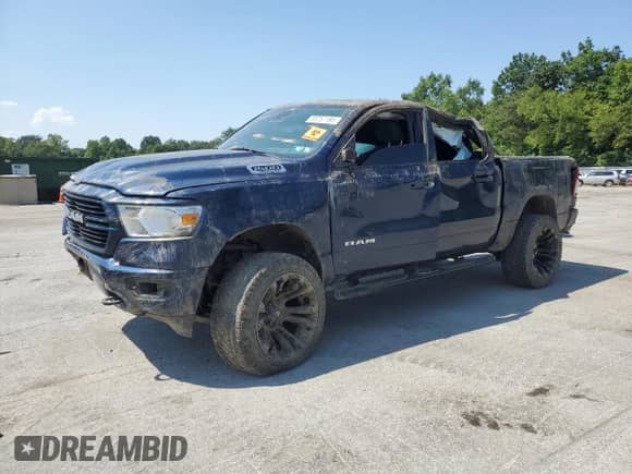 2020 Ram 1500 Lone Star with VIN 1C6SRFFT1LN259467, listed as a Copart auction lot 68757185 with 88,573 mi miles and Salvage title. Bid and sale history available at DreamBid. Image 1.