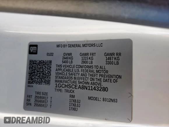 2022 Chevrolet Colorado 2WD LT z VIN 1GCHSCEA8N1143280, wystawiony jako Copart lot #82122565 z przebiegiem 134 100 mil mil oraz Czysty tytuł • Clean title. Historia ofert i sprzedaży dostępna na DreamBid. Obrazek 12.